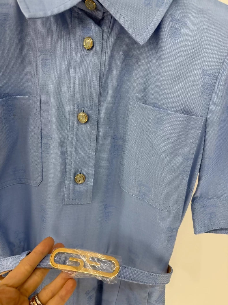 Váy GG dáng dài xanh + belt G lồng vàng - SNV - 776471