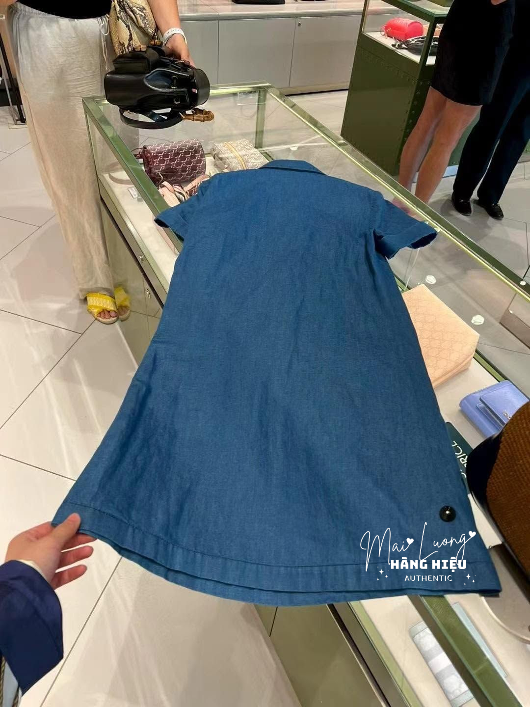 Váy GG denim xanh khuy vàng - SNV 753515