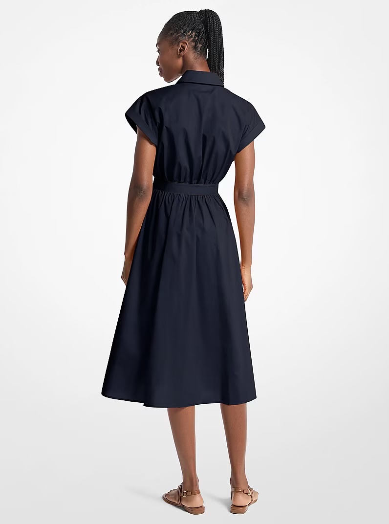 Váy MK màu xanh navy - khuy bạc + belt- JS683FQKLZ