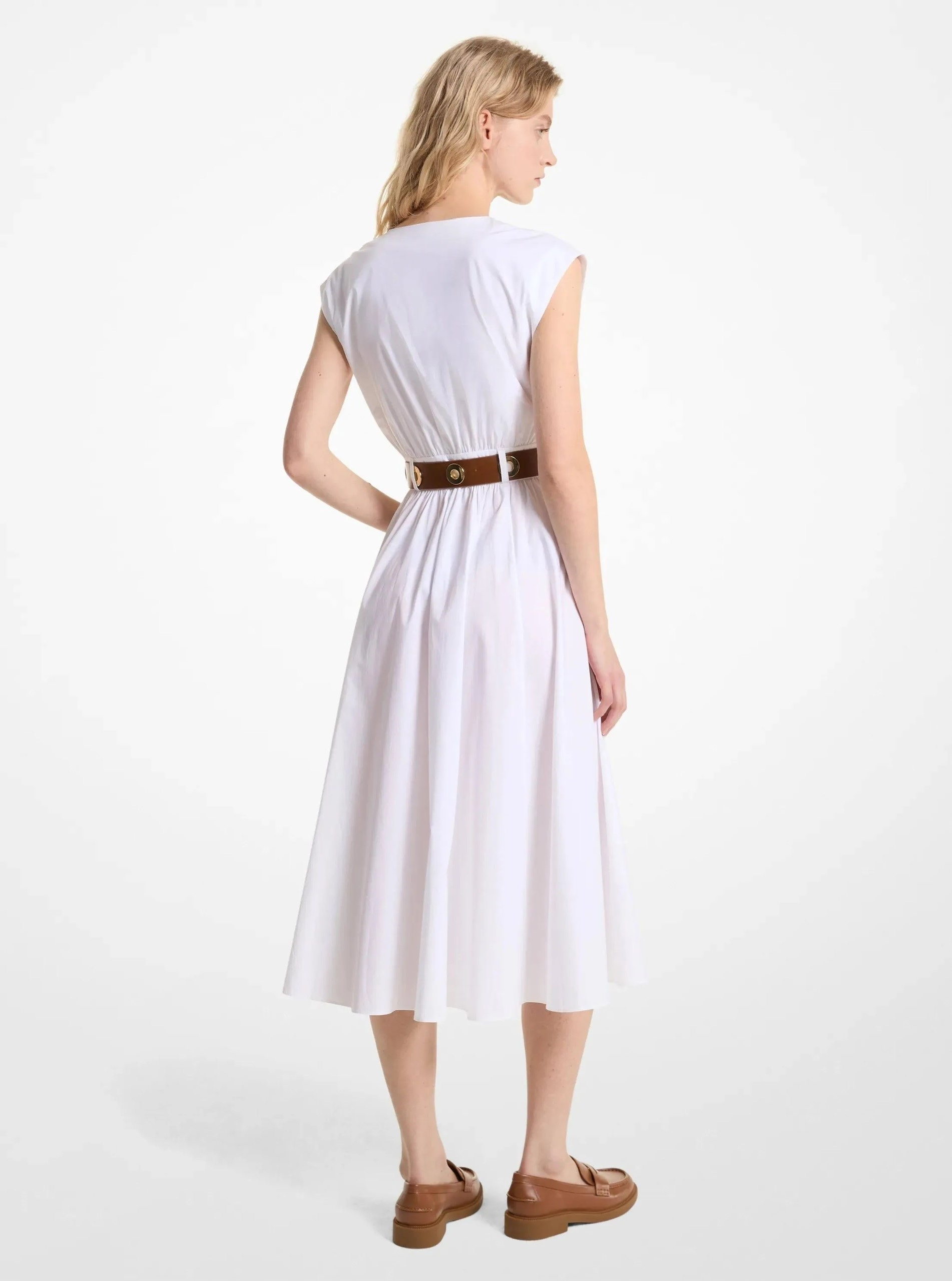 Váy MK trắng sát nách + belt - MT482F5F4C
