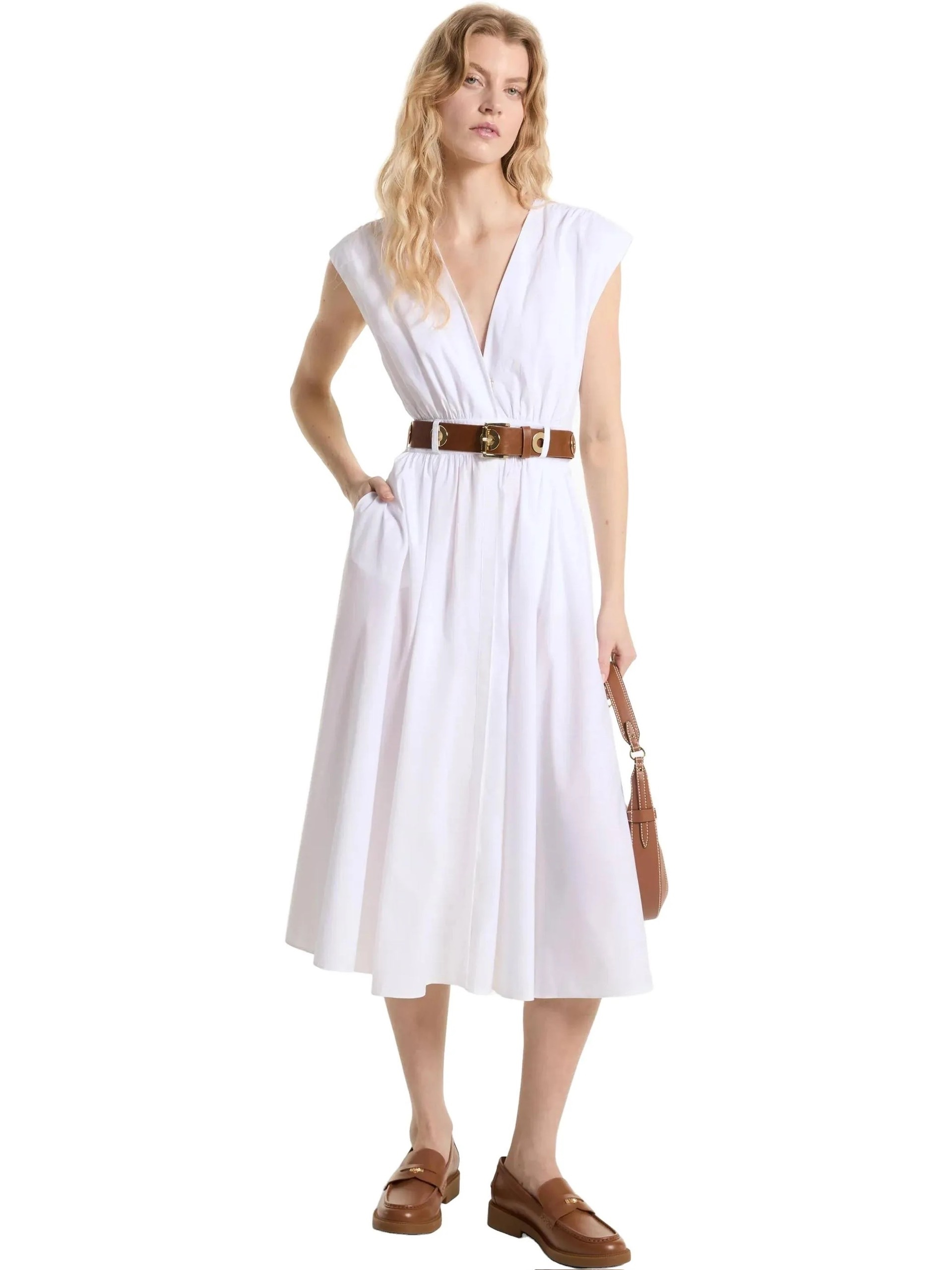 Váy MK trắng sát nách + belt - MT482F5F4C