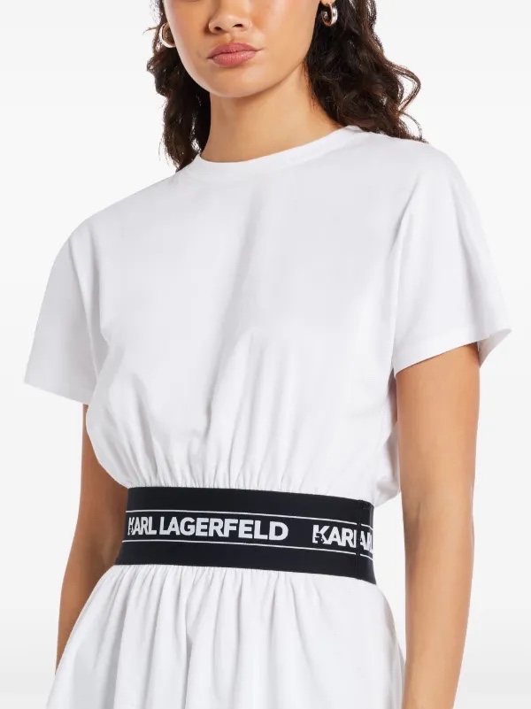 Váy Tshirt Karl trắng eo bo chun logo đen - 245W1351