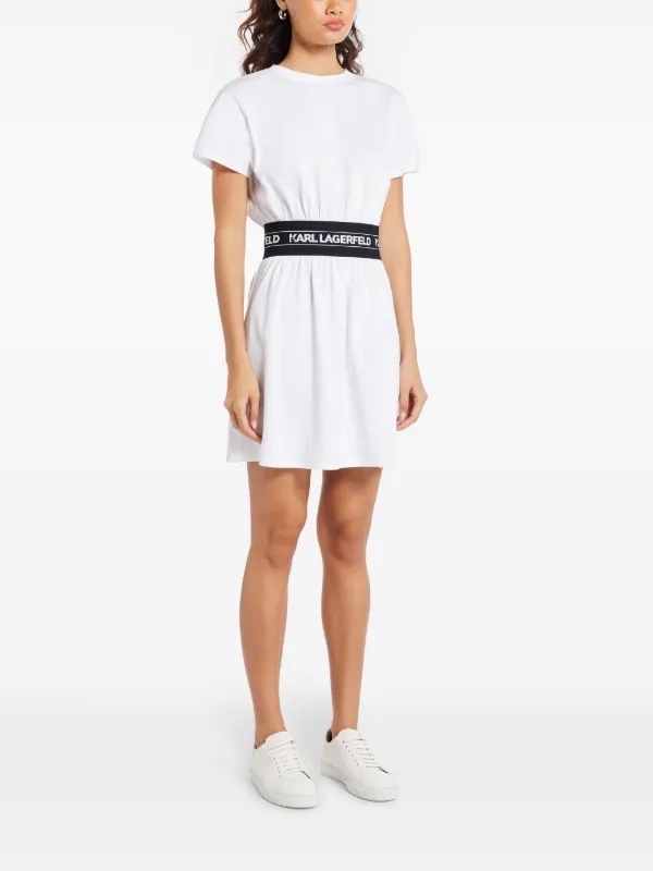 Váy Tshirt Karl trắng eo bo chun logo đen - 245W1351