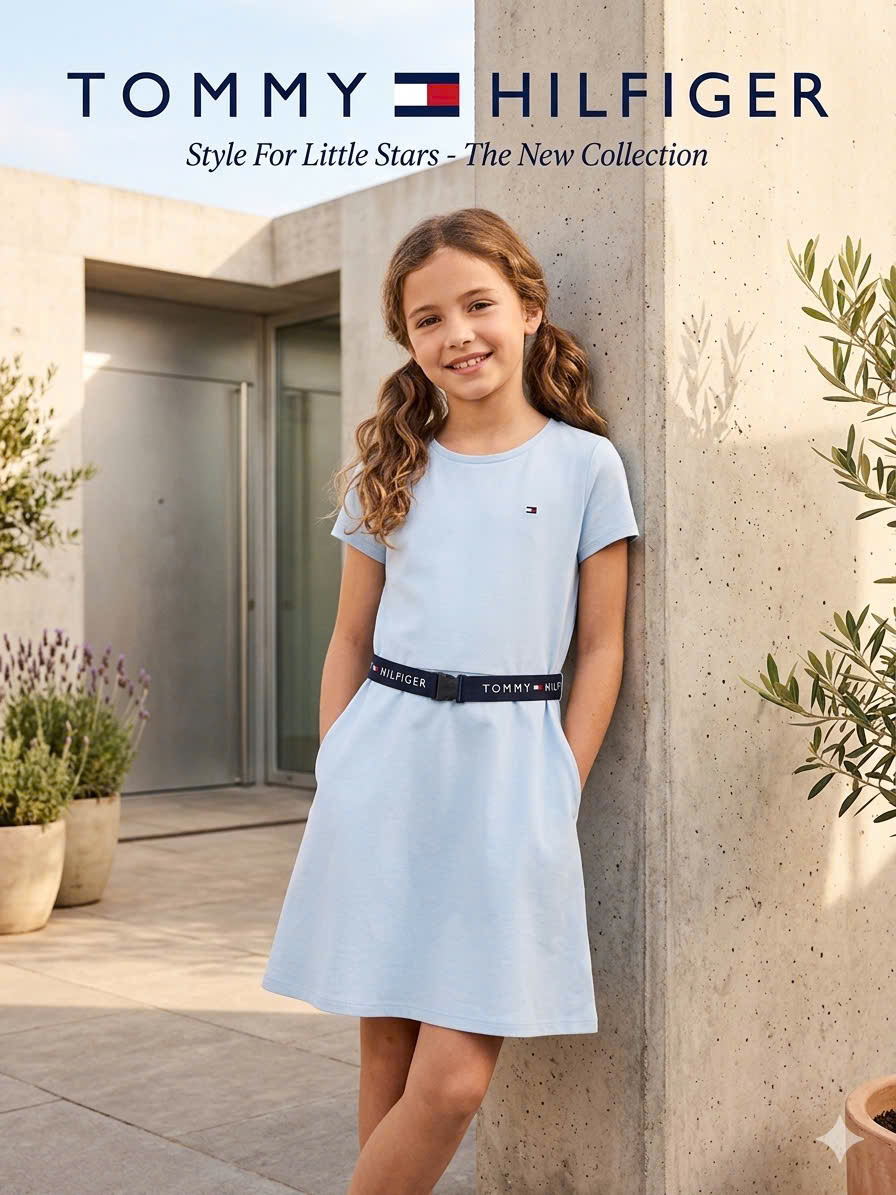 Váy Tshirt kid Tommy Hilfiger - xanh dương + belt