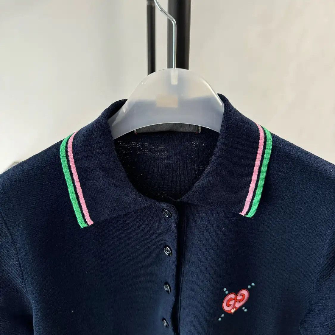 Váy len GG xanh navy viền hồng logo thêu - SNV - 782256