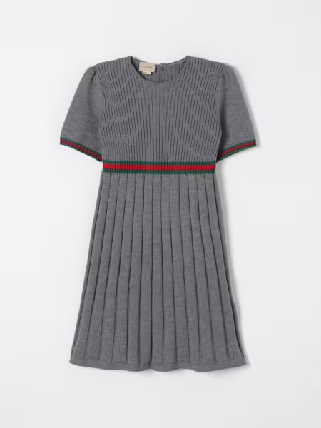 Váy len kid GG màu xám đậm eo màu xanh đỏ - 787050