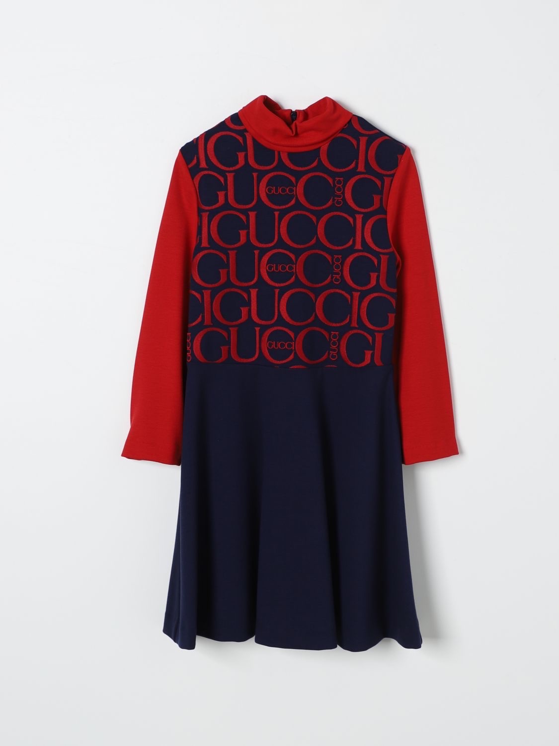 Váy nỉ kid GG màu xanh phối đỏ - logo thêu đỏ - 787648