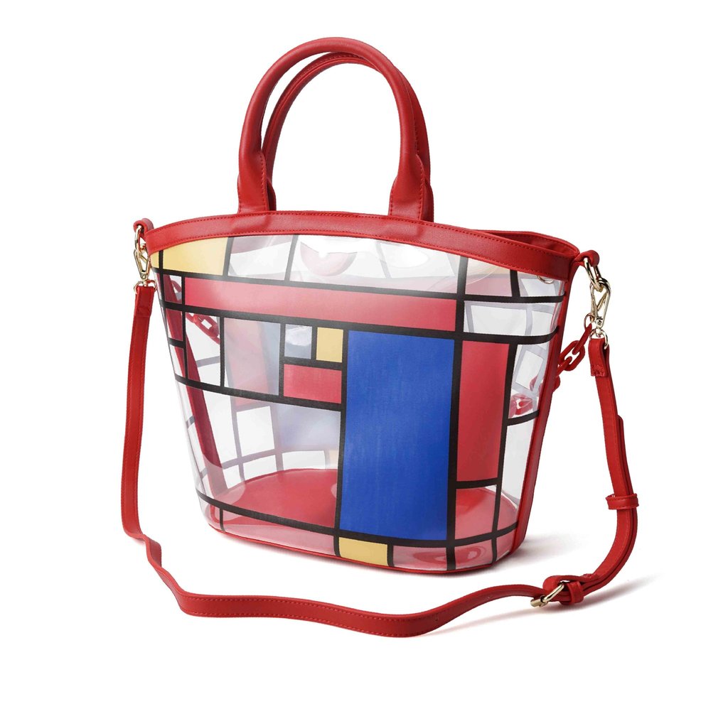 Túi xách lớn trong suốt hoạ tiết Mondrian