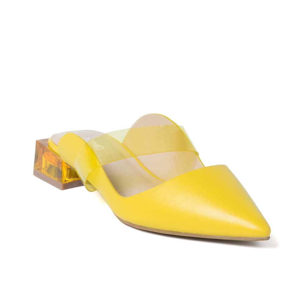 Giày mules gót trong suốt