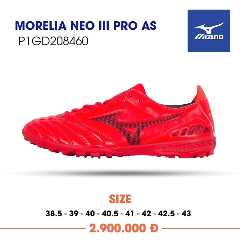 Giày đá bóng Mizuno Morelia Neo III Pro AS Đỏ/Đen