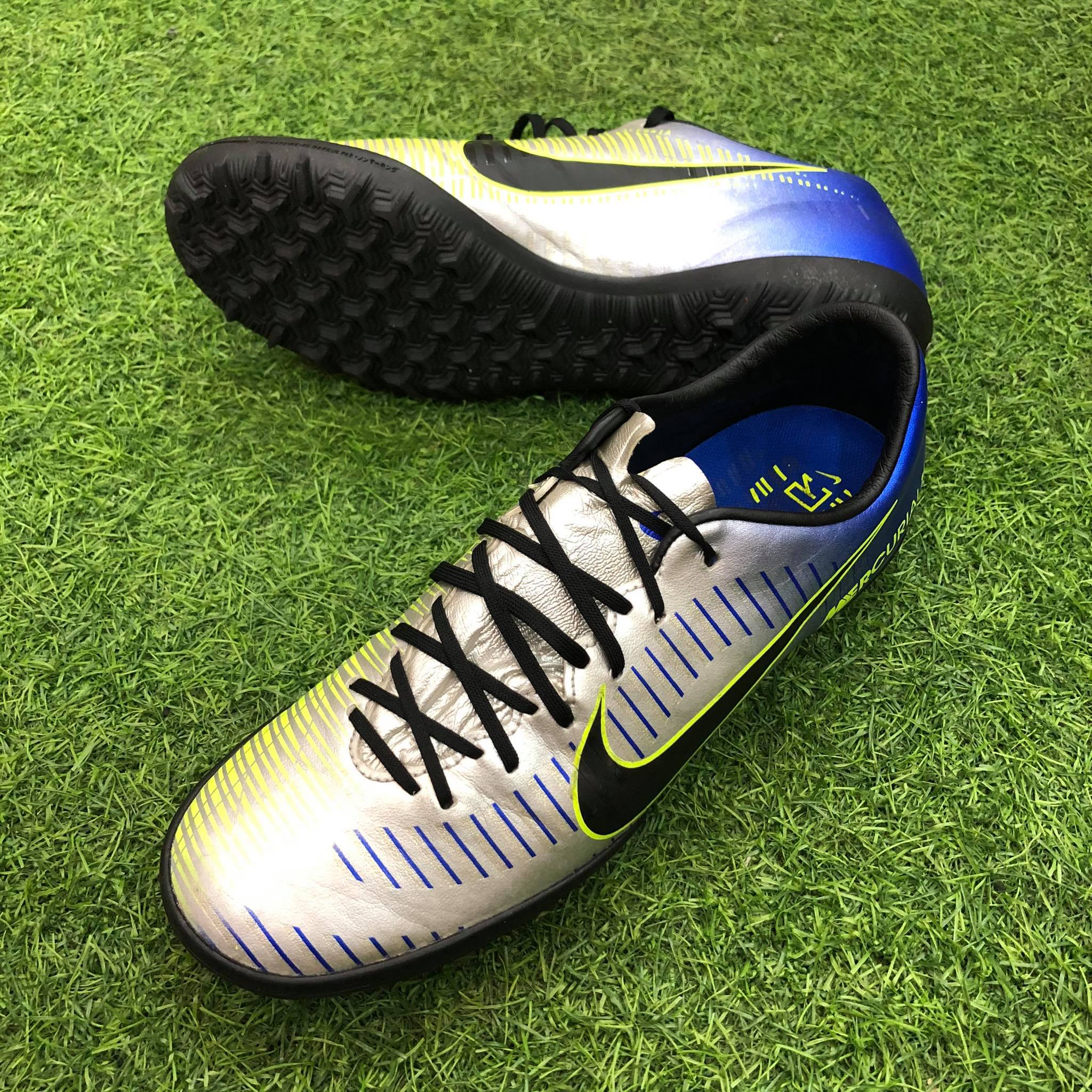 Giày đá bóng Nike Mercurial Vic Neymar 42.5 Bạc Xanh-407