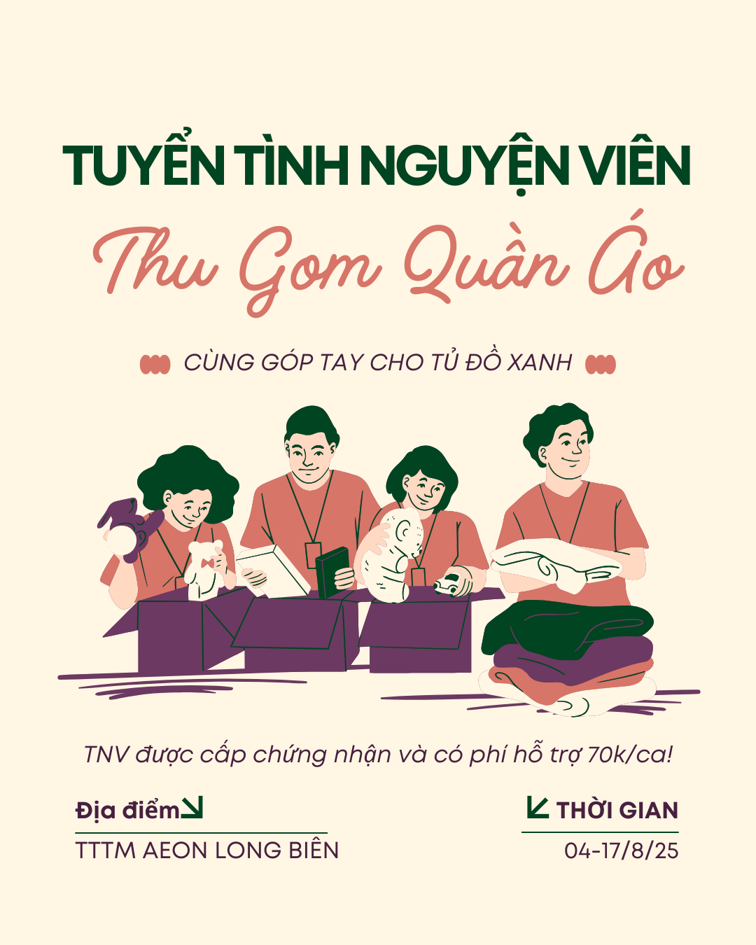 TUYỂN TÌNH NGUYỆN VIÊN – CÙNG GÓP MỘT TAY, TRAO MỘT CUỘC ĐỜI MỚI CHO QUẦN ÁO CŨ
