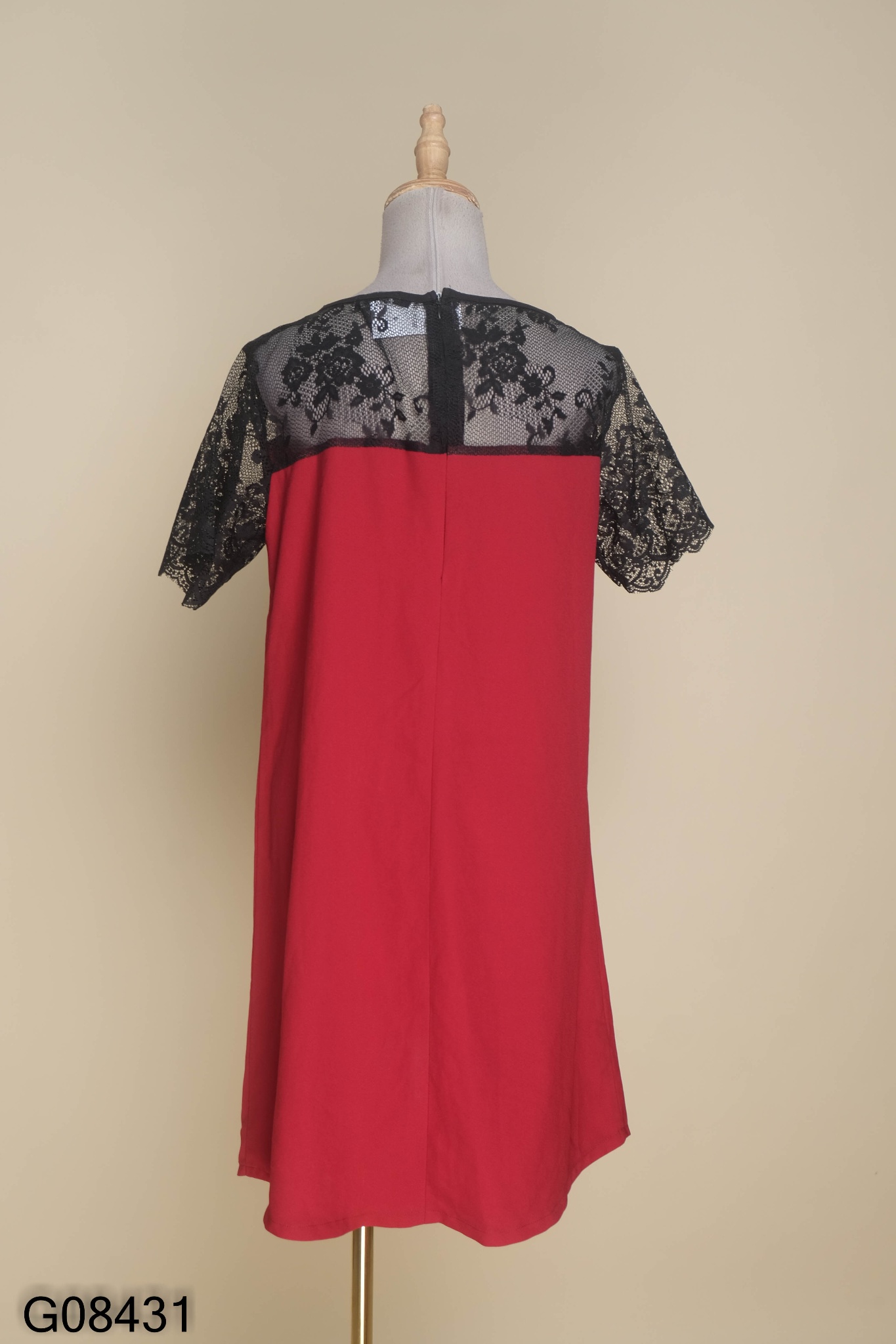 Set áo váy kiểu áo tay dài váy bút chì dài (Áo đen váy đỏ) | AlvinStore.Vn