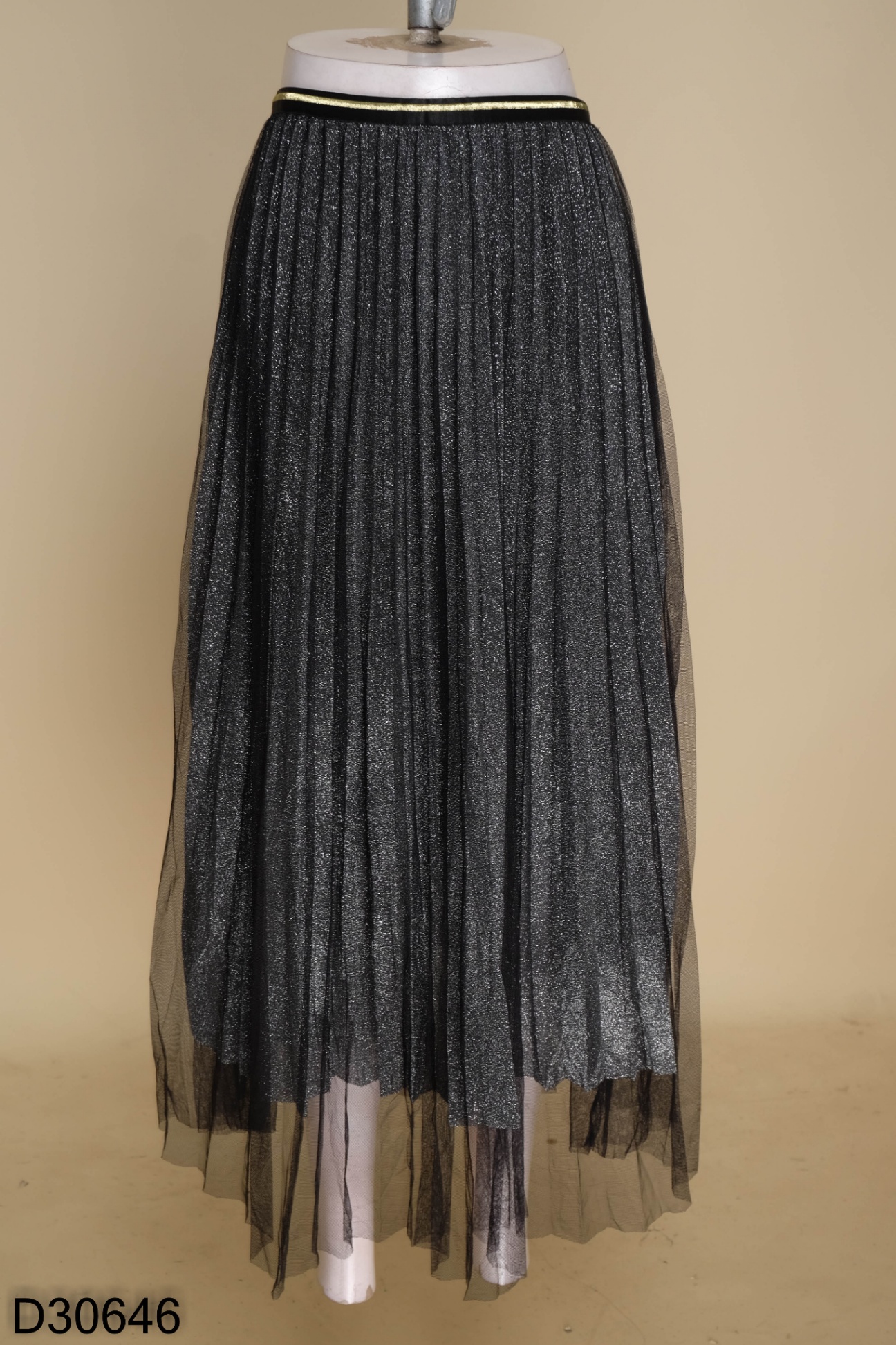 Chân váy xòe midi phối lưới CV04-38 | Thời trang công sở K&K Fashion
