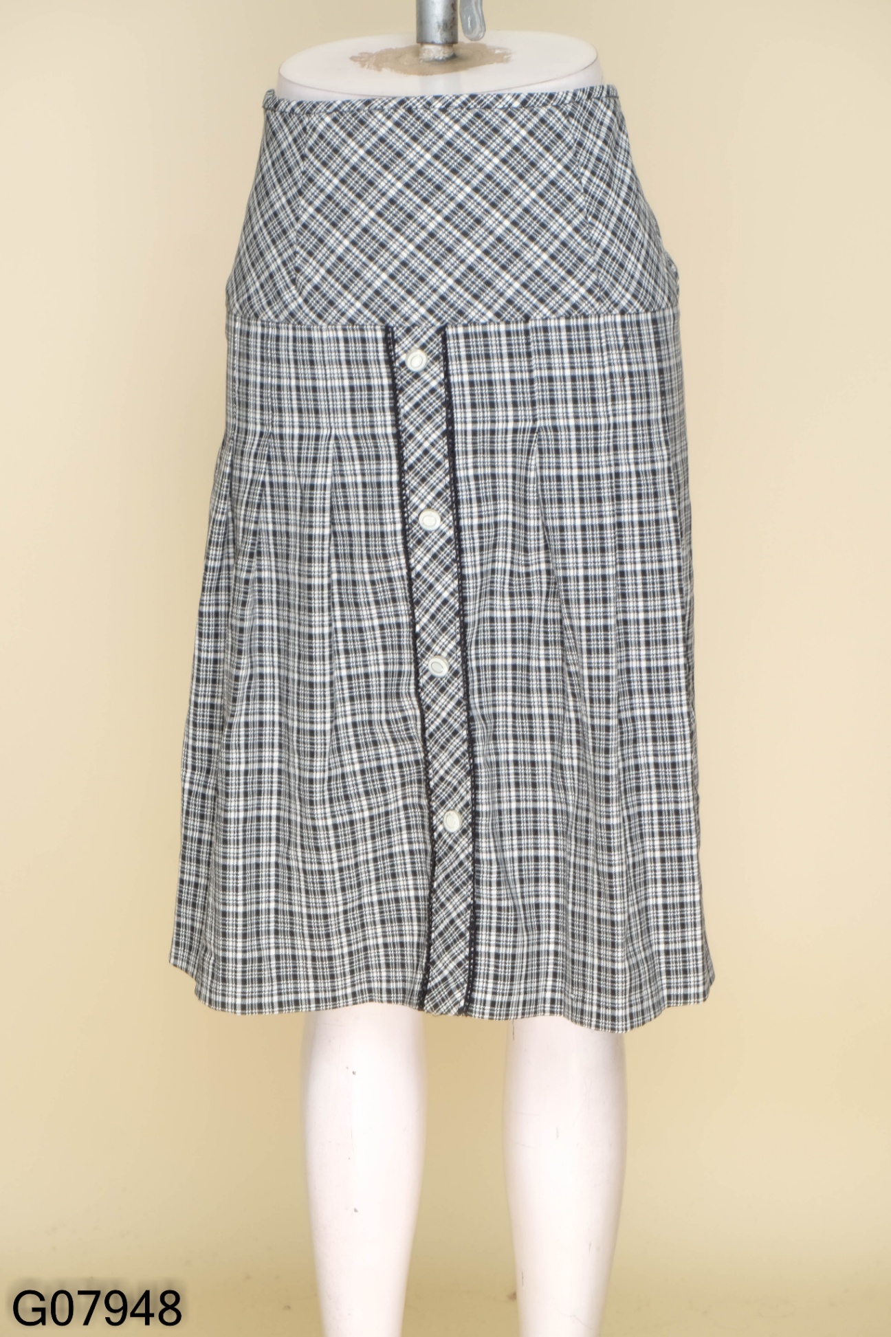 Chân váy công sở caro dáng xòe dài CV06-12 | Thời trang công sở K&K Fashion