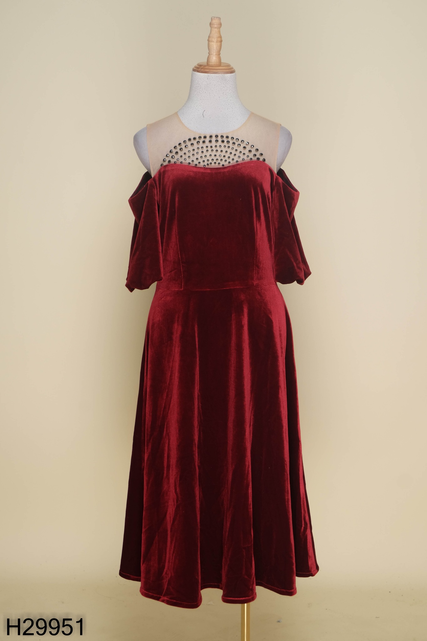 Váy vải tựa nhung có cổ - Màu đỏ đậm - Kids | H&M VN