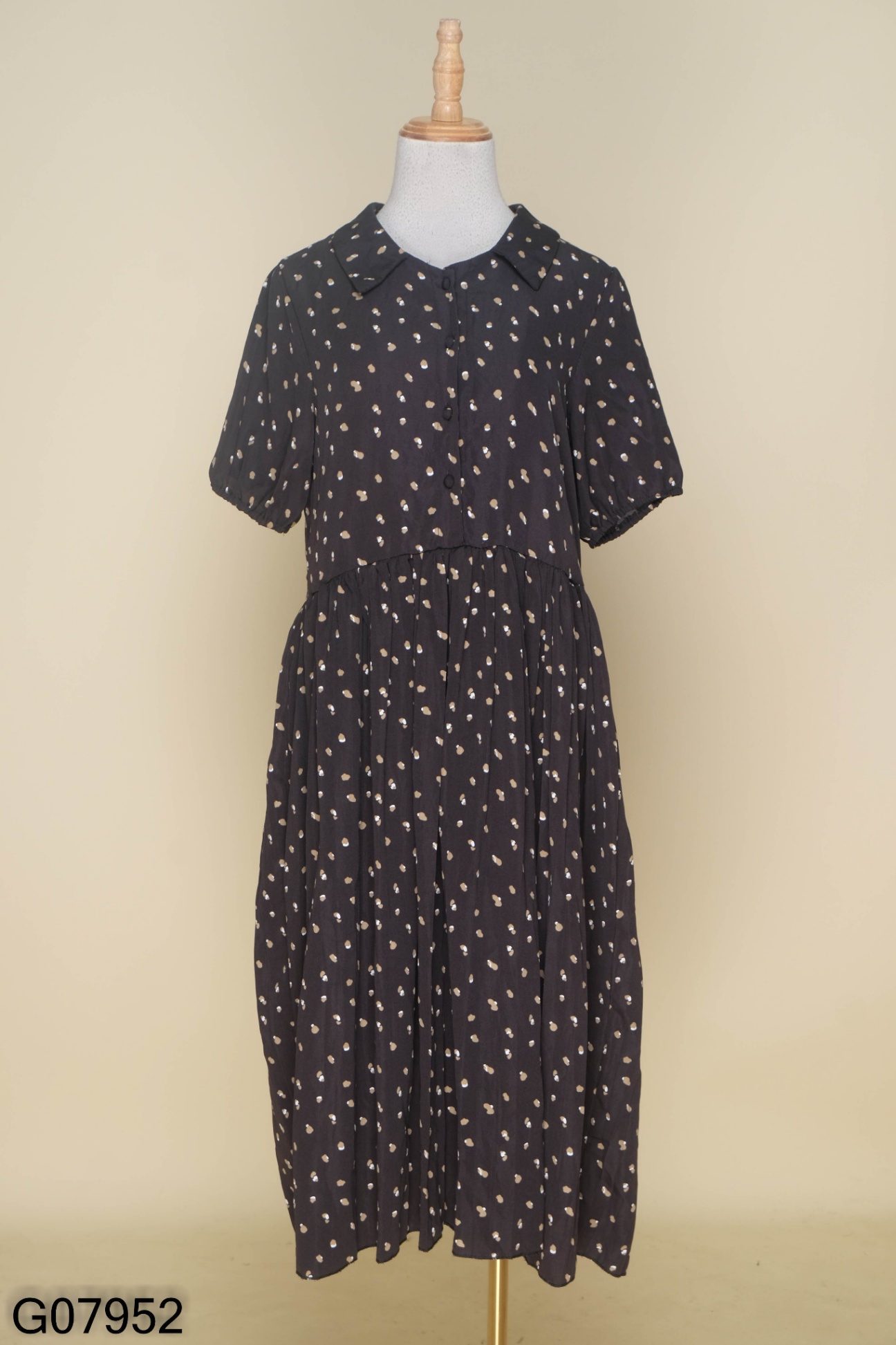 Đầm xòe chấm bi dáng dài tay cánh dơi KK109-04 | Thời trang công sở K&K  Fashion