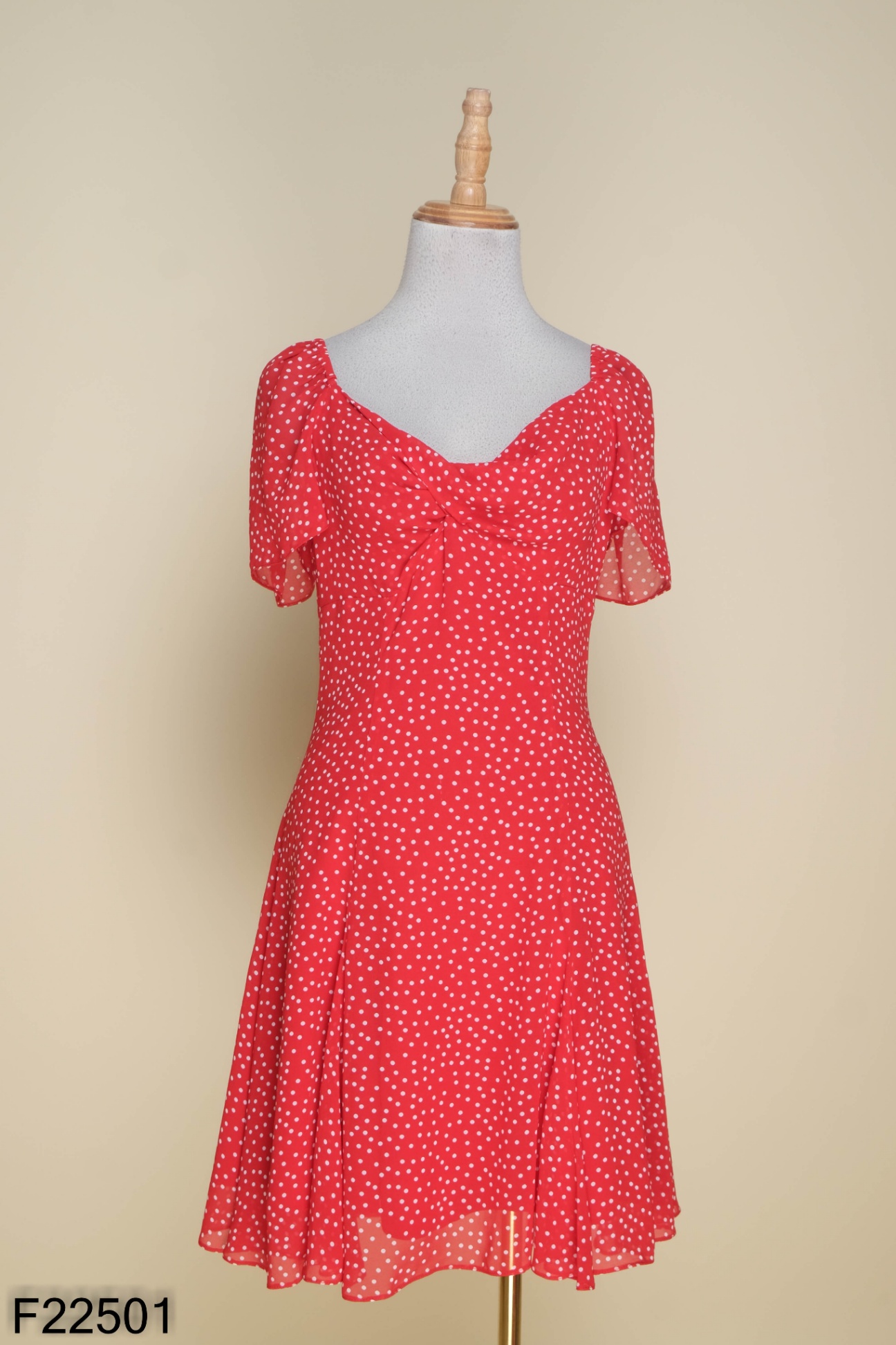 Đầm chấm bi đỏ cao cấp thời trang trung niên anitagreen tv20-121