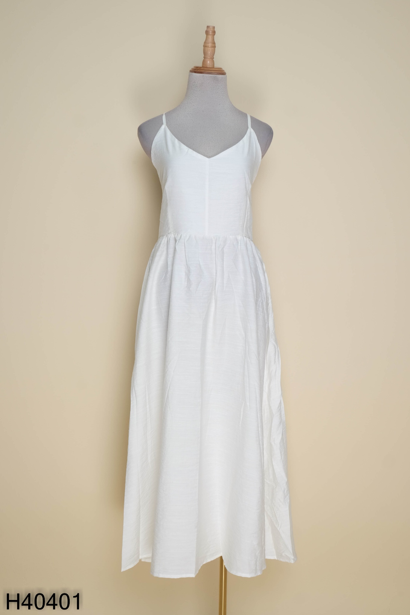 Mua Đầm váy 2 dây màu trắng, nâu đi dáng dài ngực xếp ly kiểu hàn ulzzang,  Váy xòe hai dây nữ tiểu thư basic quảng châu - Yeep