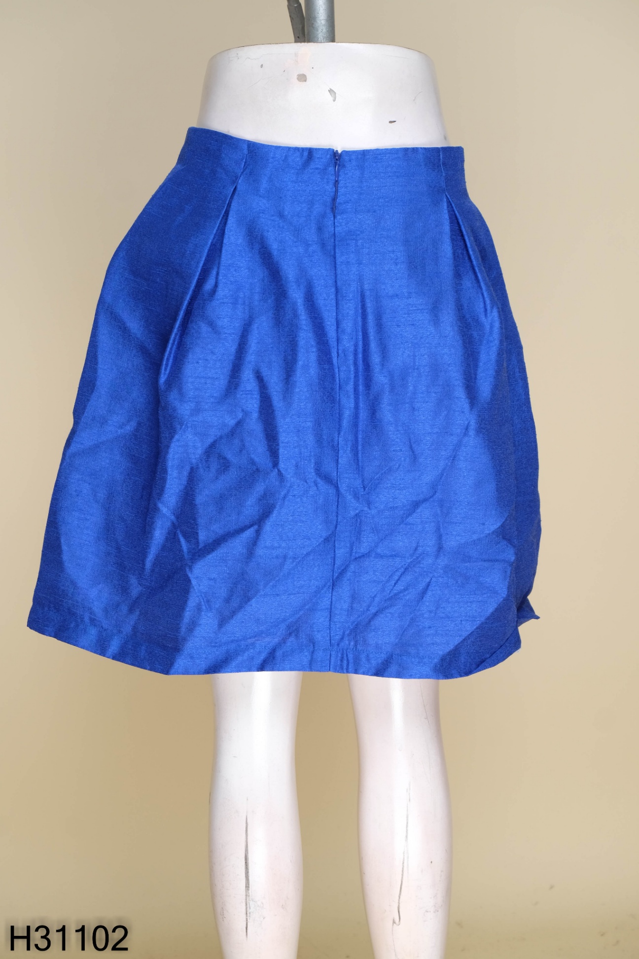 Chân váy xòe dài bản eo cao màu xanh coban - C1130