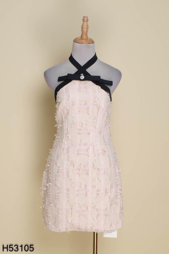 Đầm dạ hội xoè cổ yếm xoắn ngực hai dây bảng lưng | AlvinStore.Vn