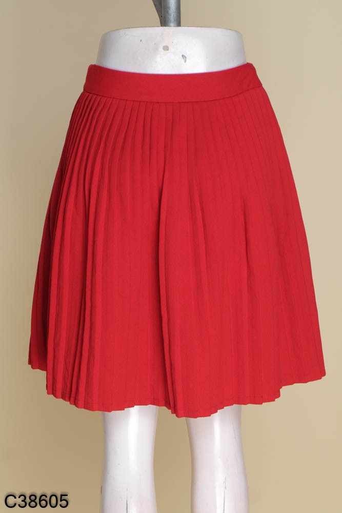 Chân váy xếp ly - Màu đỏ-nâu đậm - Ladies | H&M VN