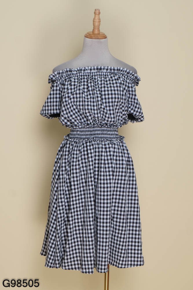 Váy Kẻ Xanh Trễ Vai - khuyến mại giá rẻ mới nhất tháng 3【Tốp #1 Bán Chạy】