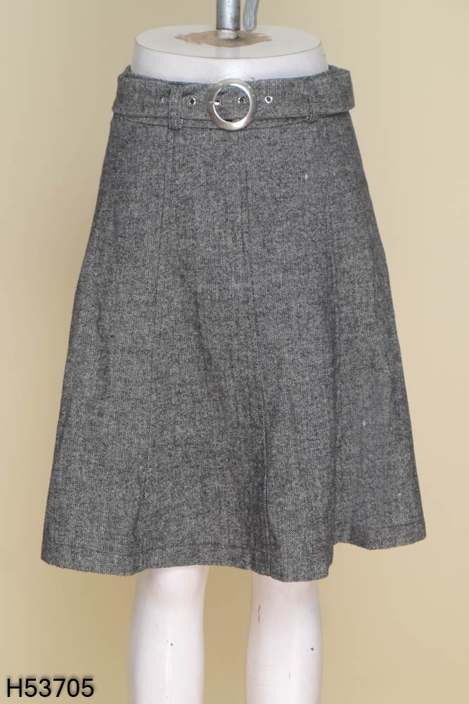 V1826 - Váy cotton vạt chéo nơ eo màu ghi - Thời trang công sở nữ - Bazzi.vn