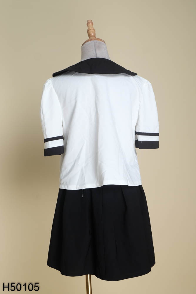 Đầm xòe A chân váy đen phối áo caro đen trắng - D843