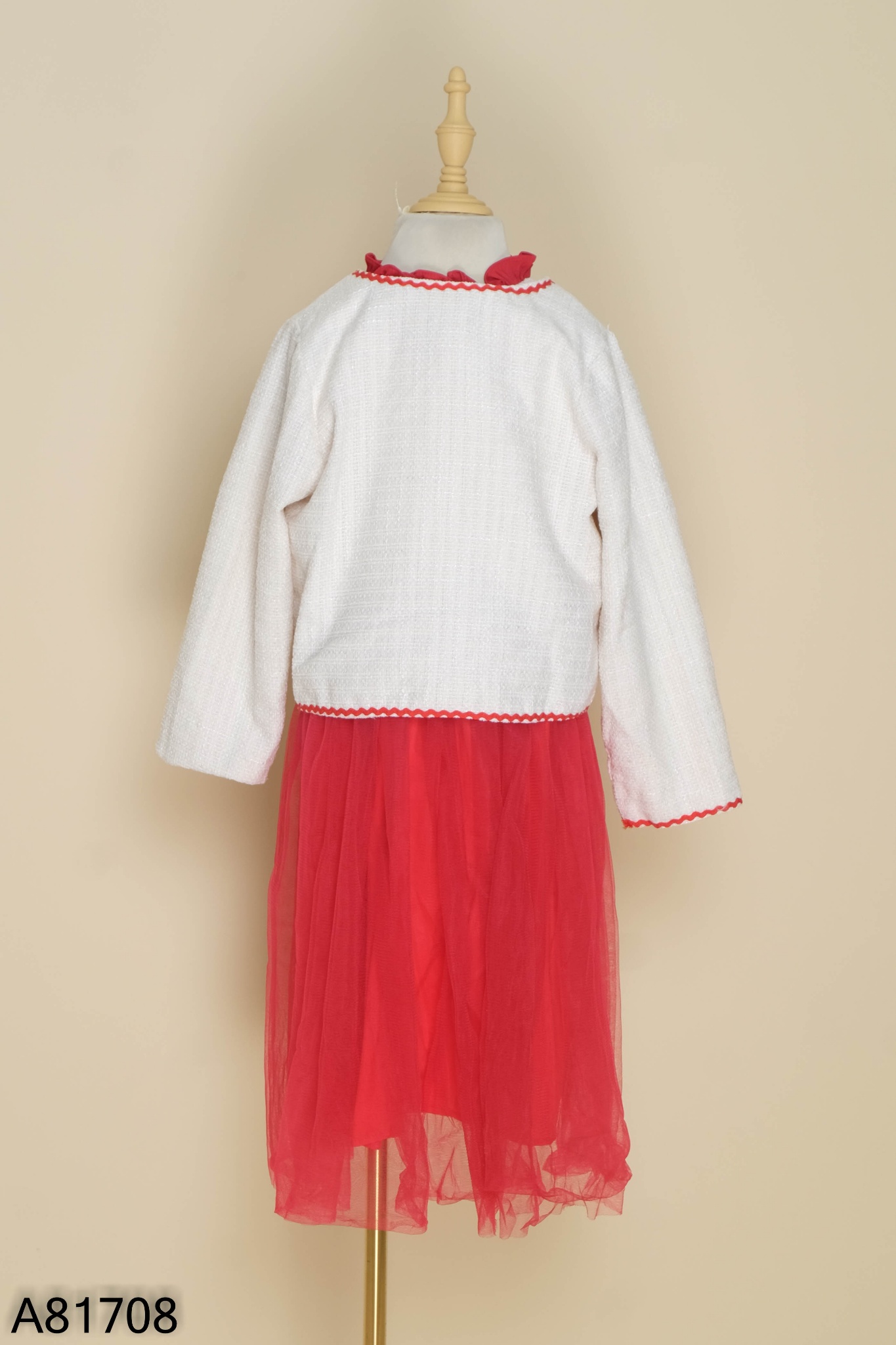 Sét áo và chân váy dạ tweed màu đỏ - Chân váy | ThờiTrangNữ.vn