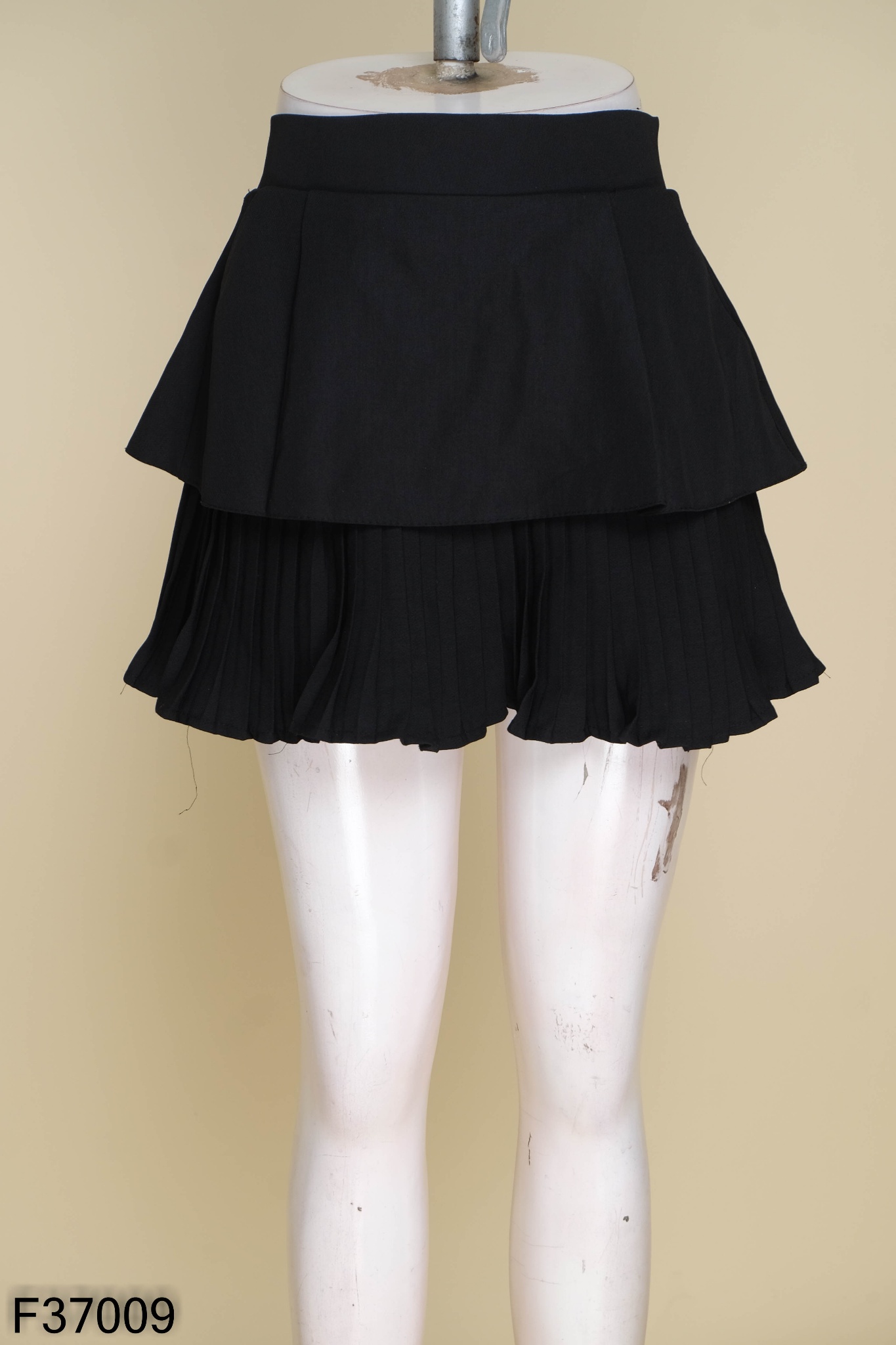 Chân váy xếp tầng đen chân váy maxi hai lớp GLV083