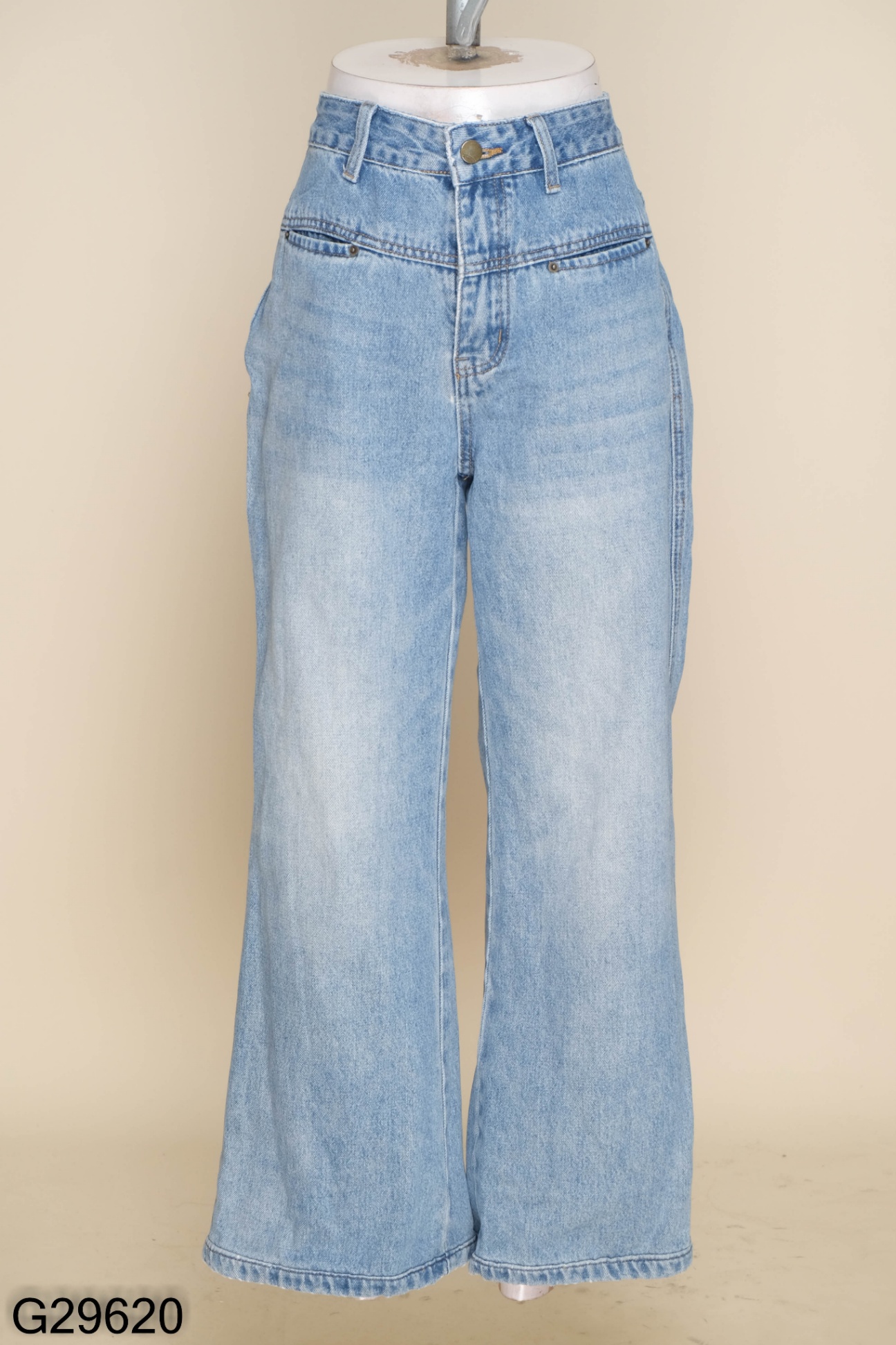 Quần jeans suông xanh