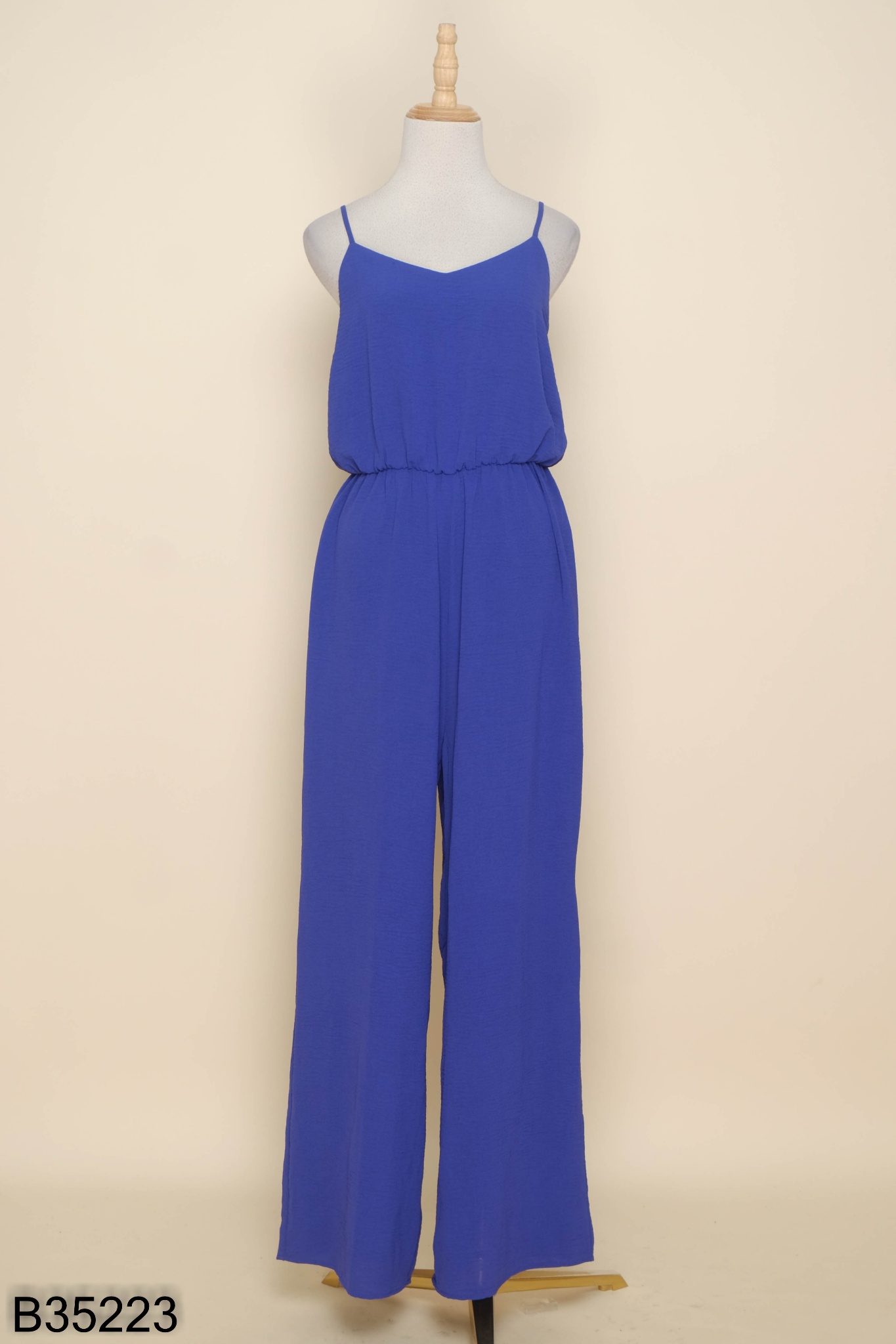 Jumpsuits hai dây xanh coban