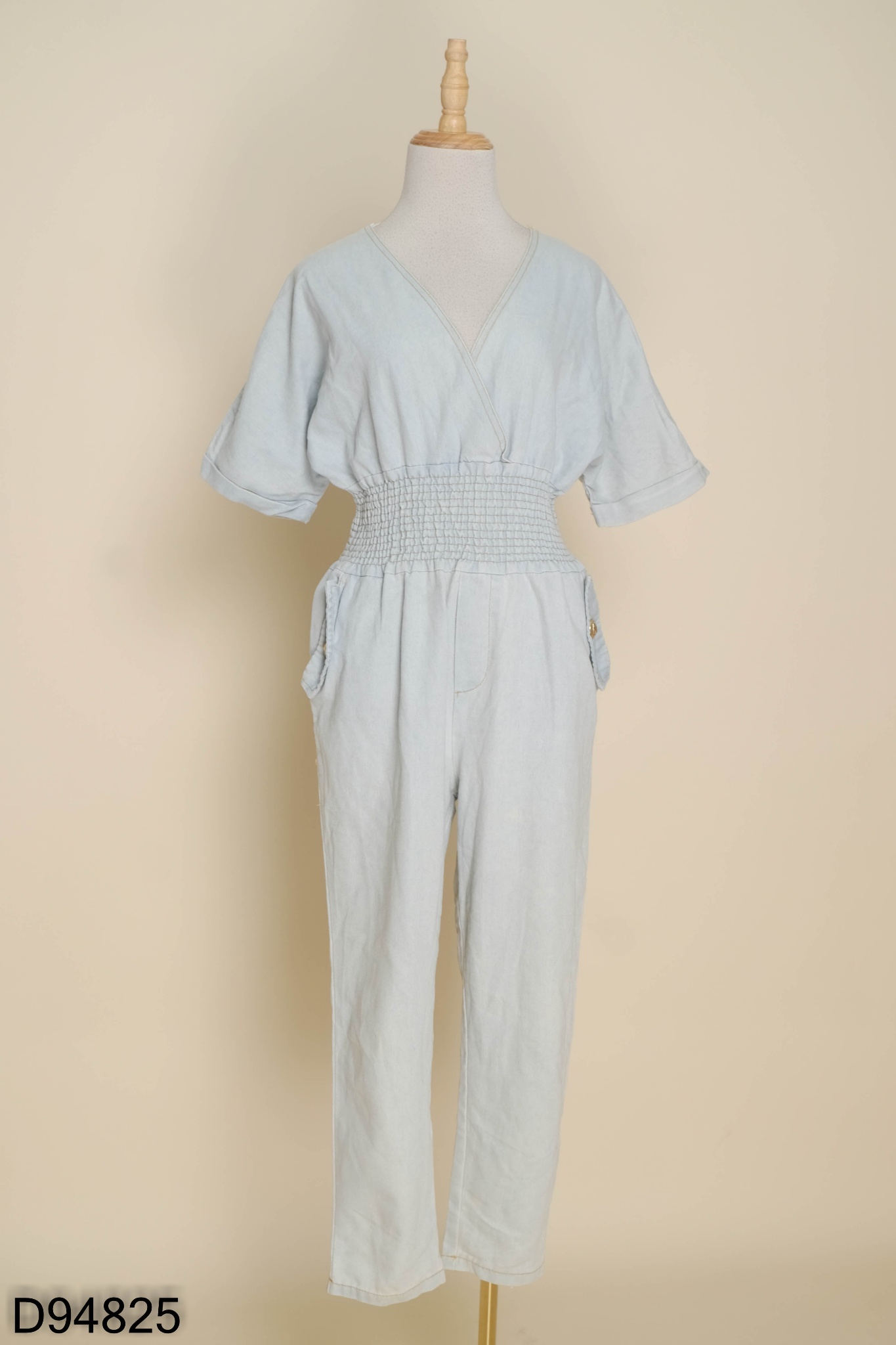 Jumpsuits jeans xanh eo chun