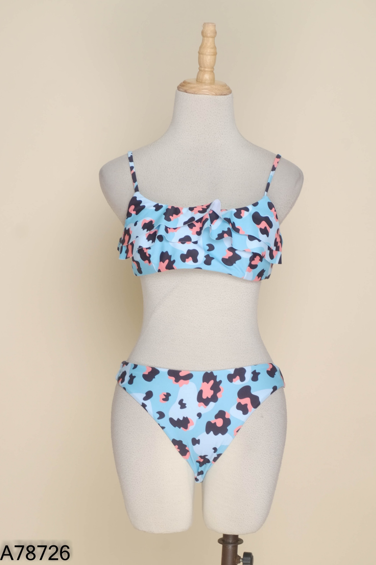 SET Bikini SHEIN xanh họa tiết cam hồng