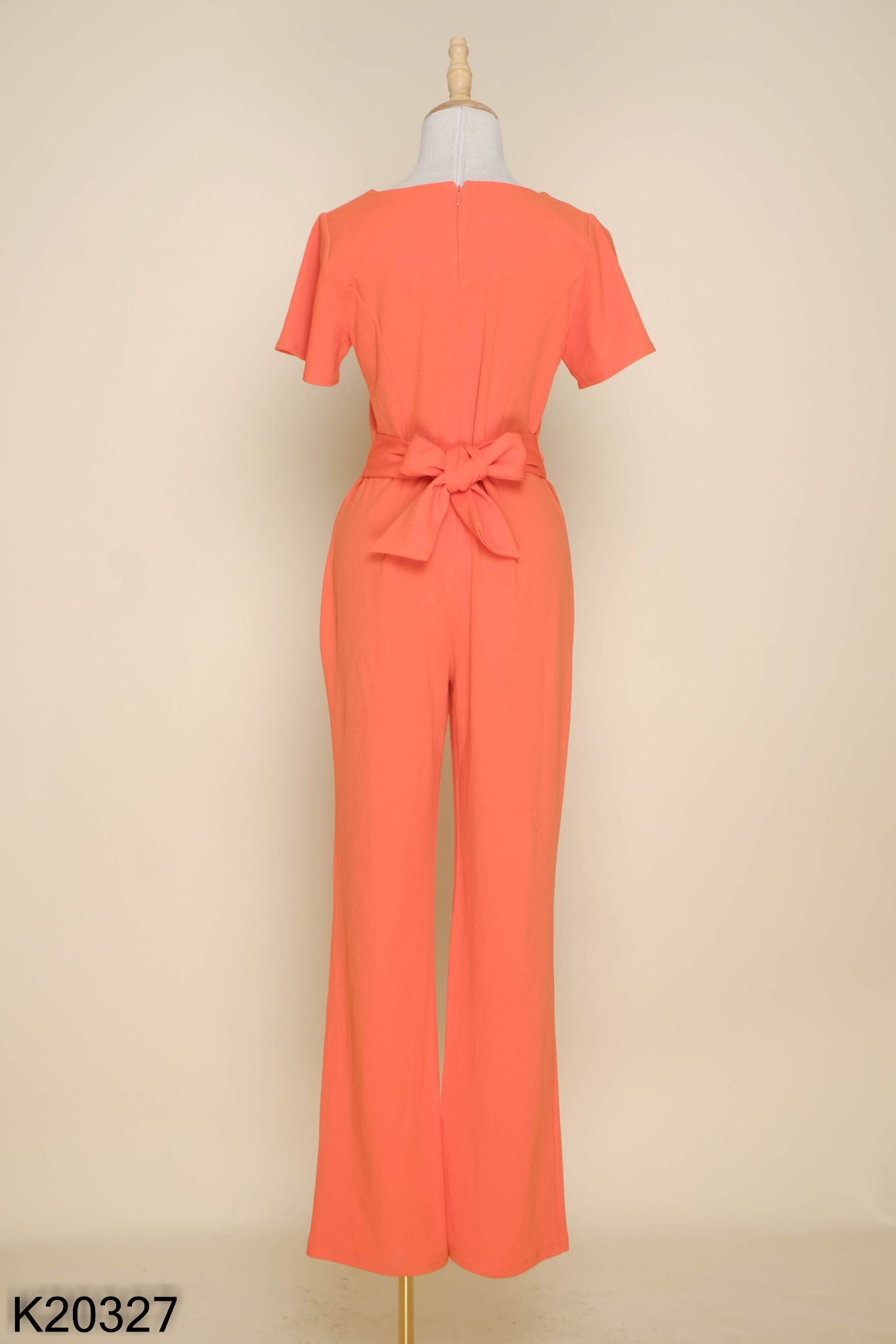 Jumpsuits cam đâmh trơn phối dây eo