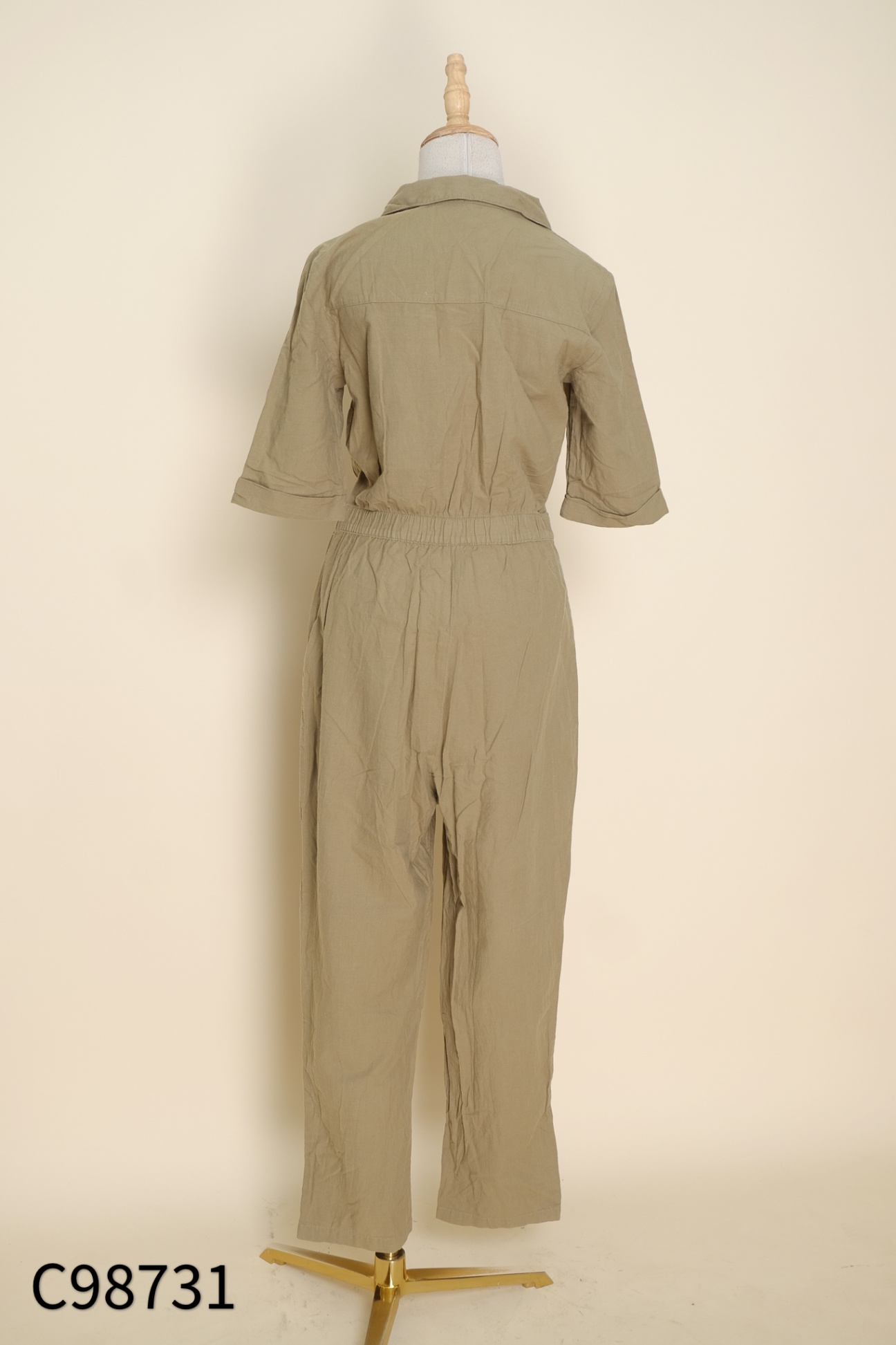 Jumpsuits sơ mi HM xanh phối cúc