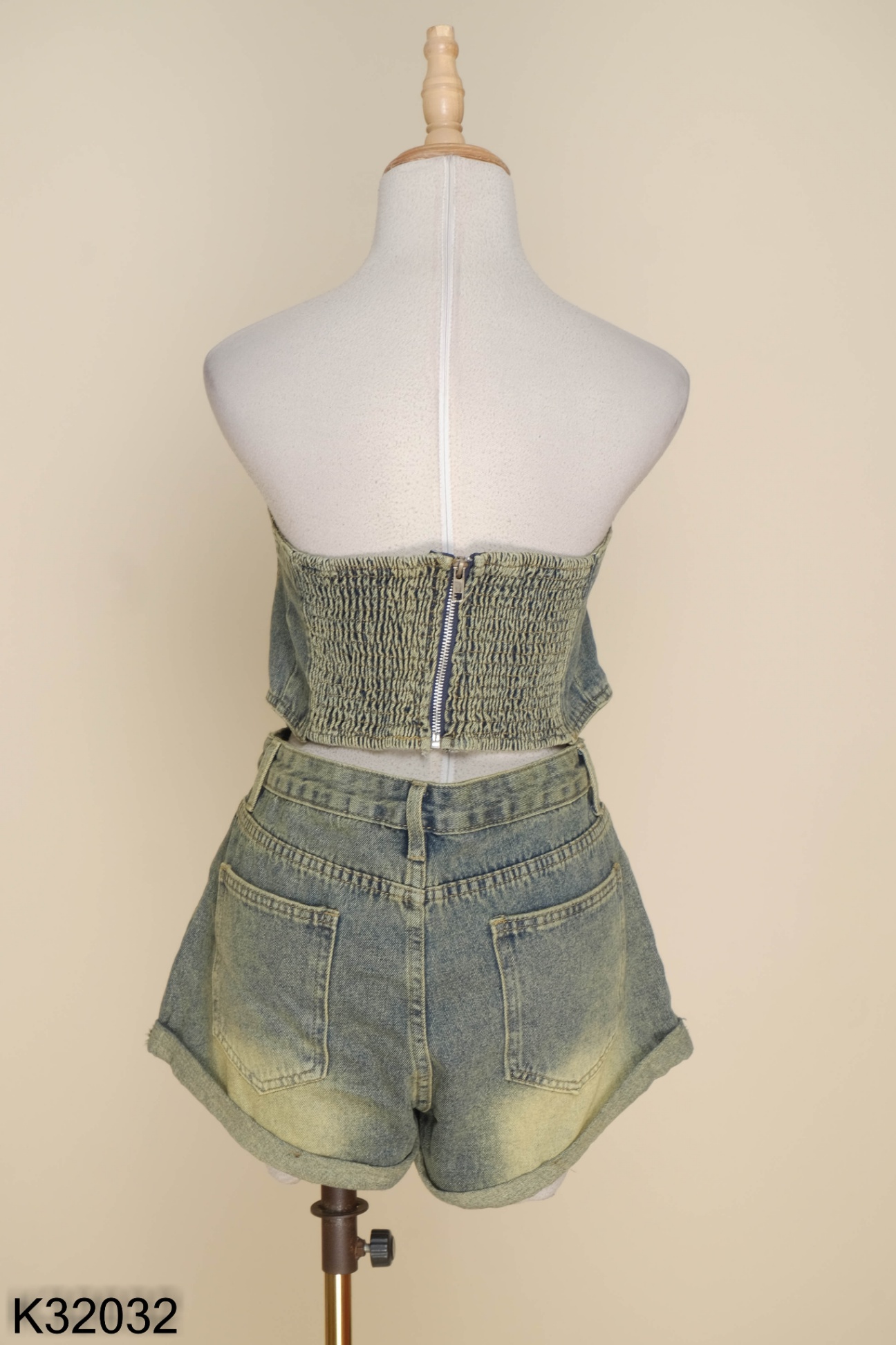 SET Jeans xanh vàng áo quây + quần short