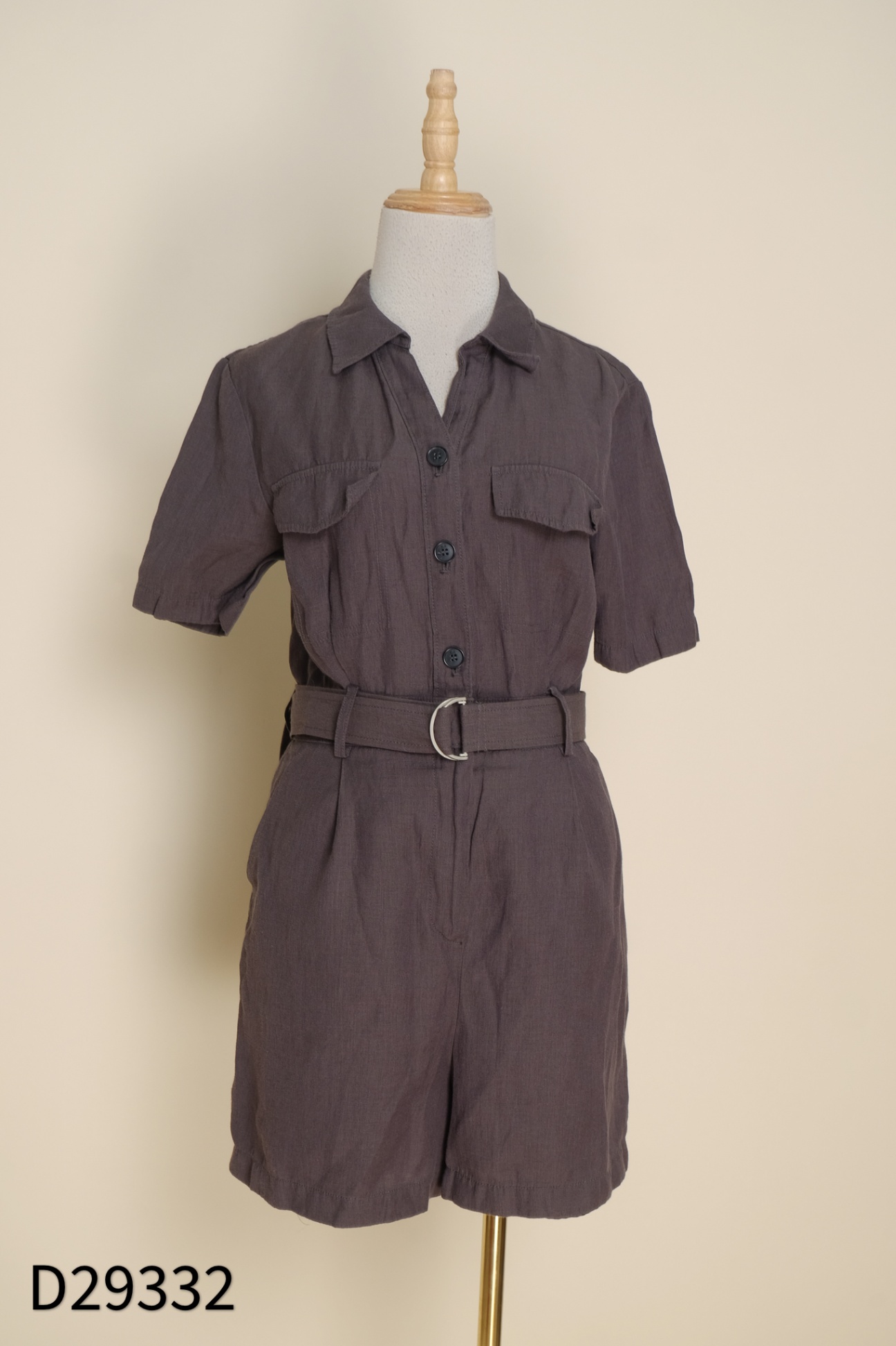 Jumpsuit xám xanh trơn