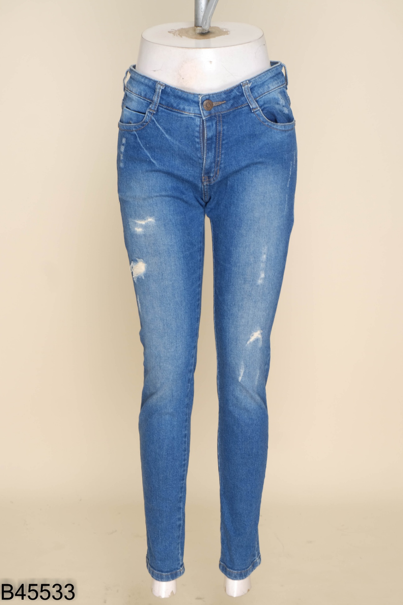 Quần jeans GENVIET jeans xanh xước ít