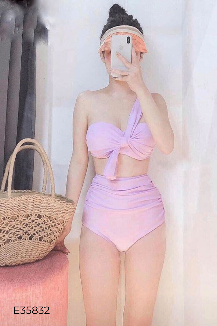 Set bikini tím trơn