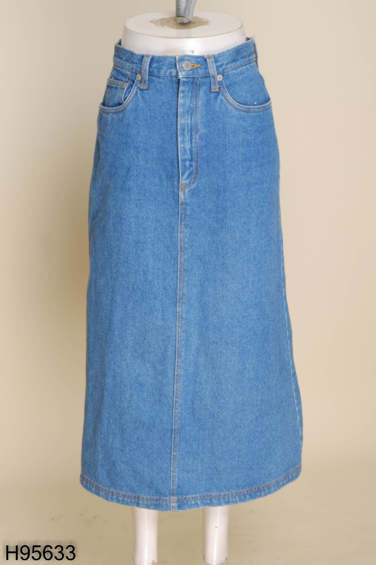 Chân váy jeans xanh dài