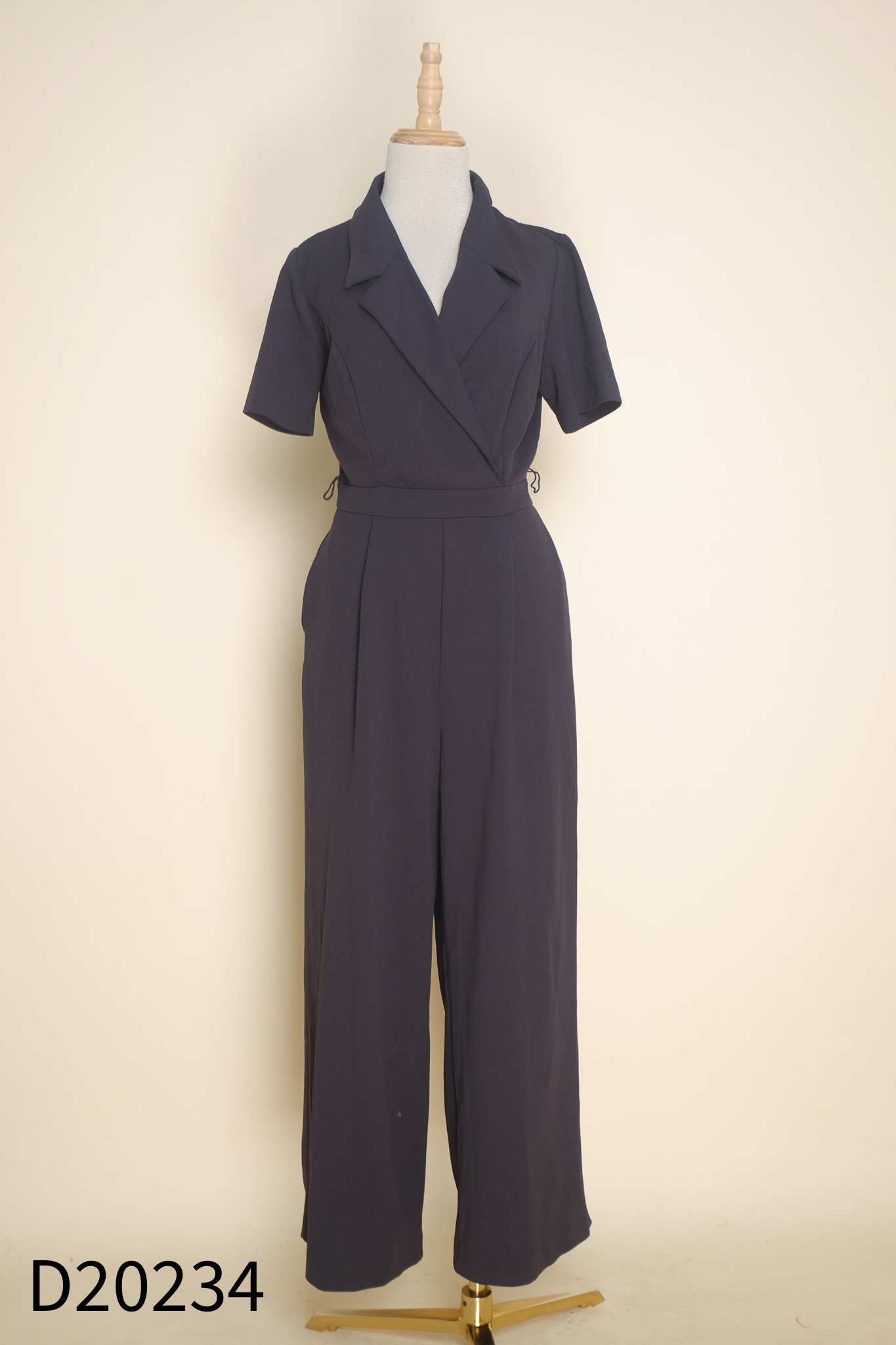 Jumpsuits xanh đen cổ vest (CK XUẤT)