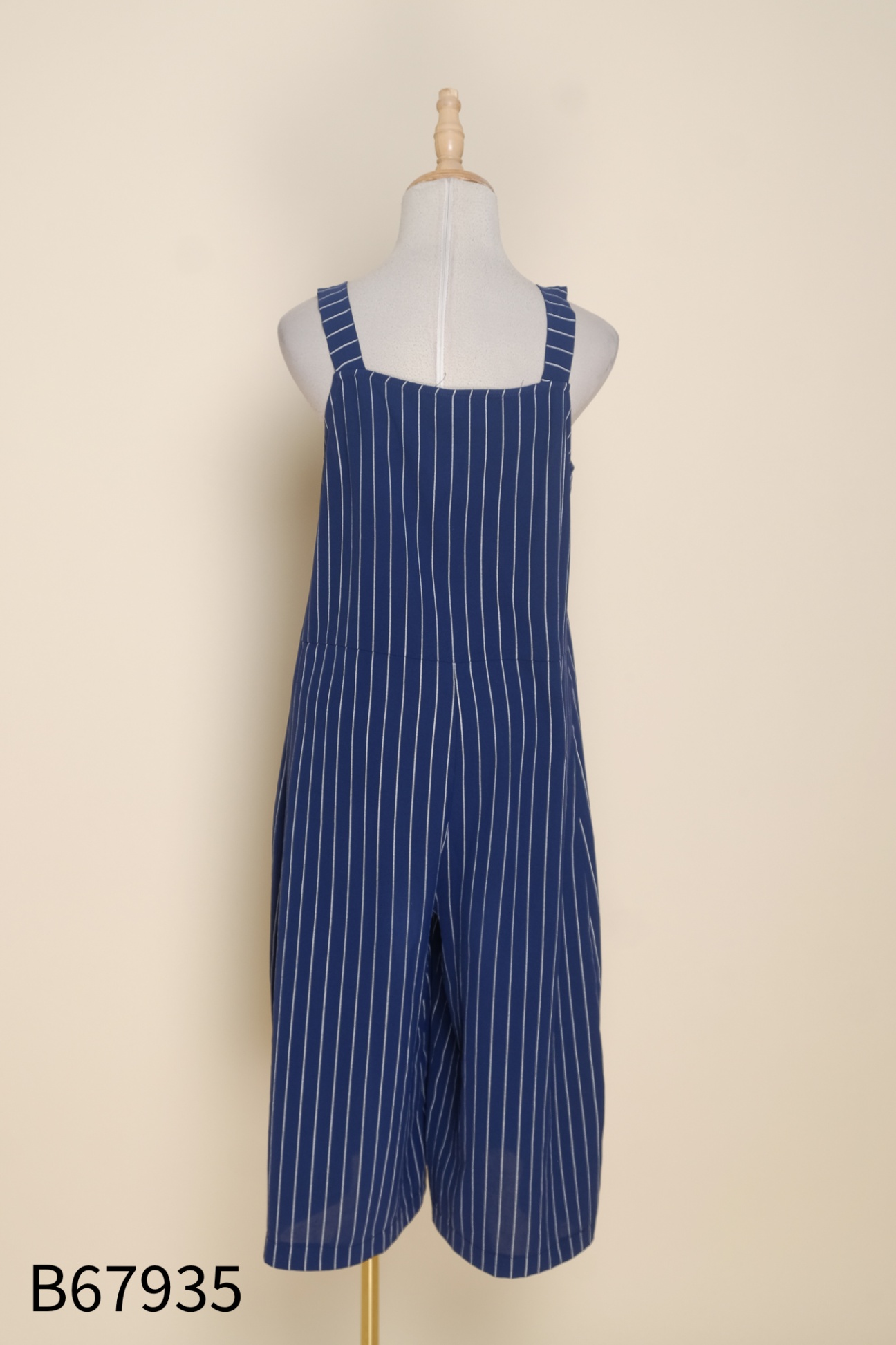 Jumpsuit MÂY xanh kẻ trắng