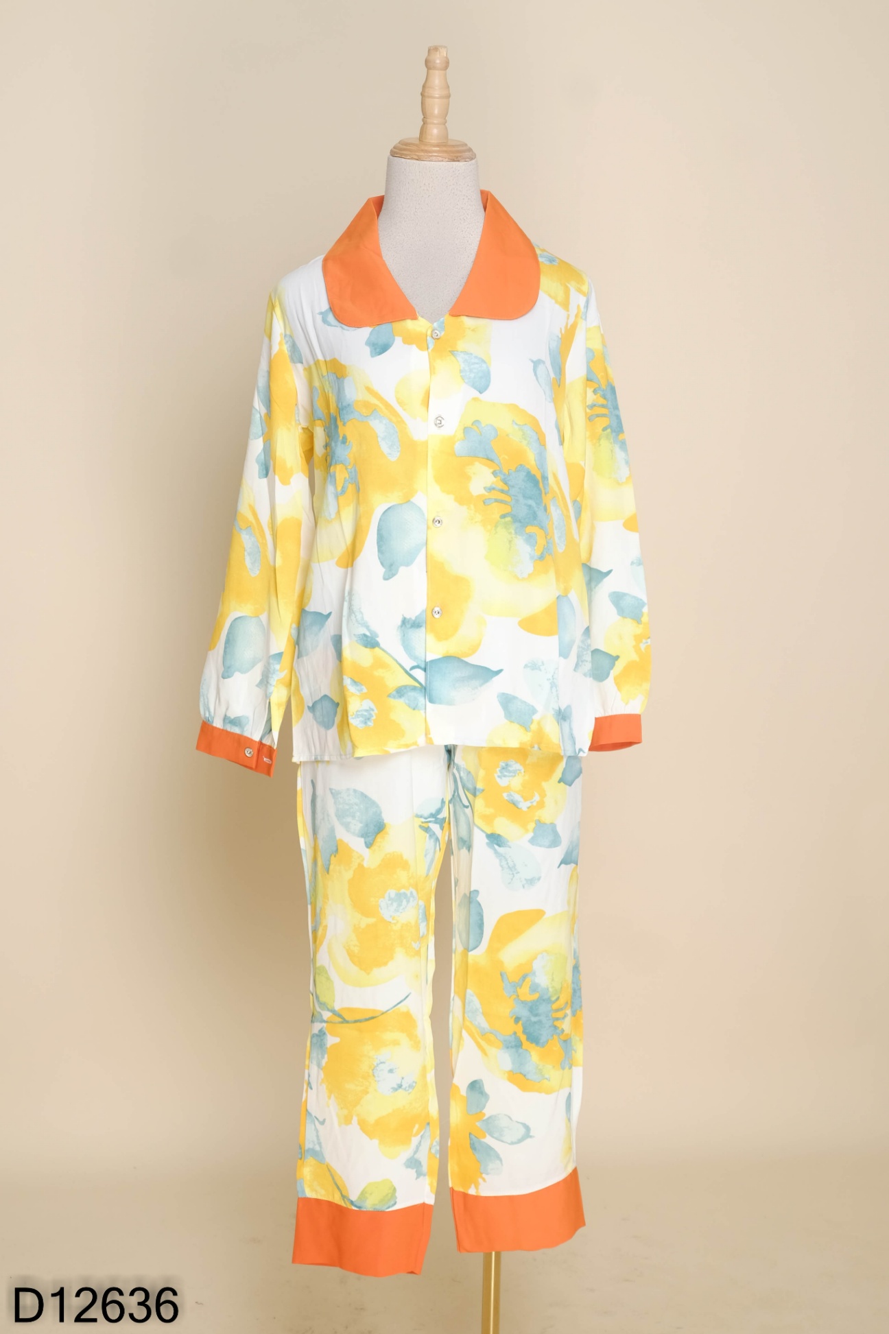 NEWTAG SET Pijama trắng vàng áo + quần dài