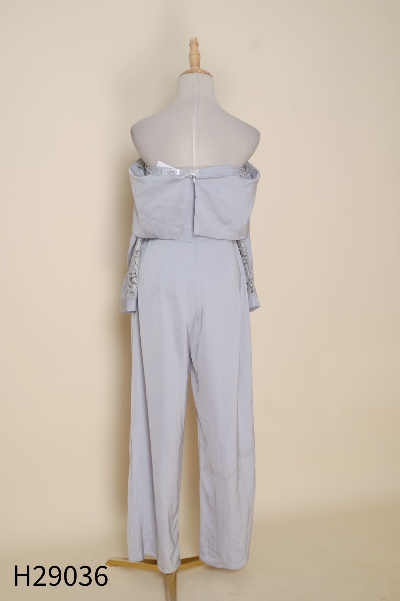 jumpsuit xám phối ren