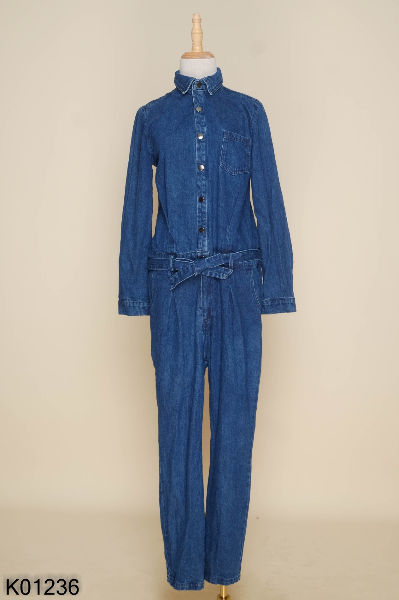 Jumpsuit jean xanh trơn