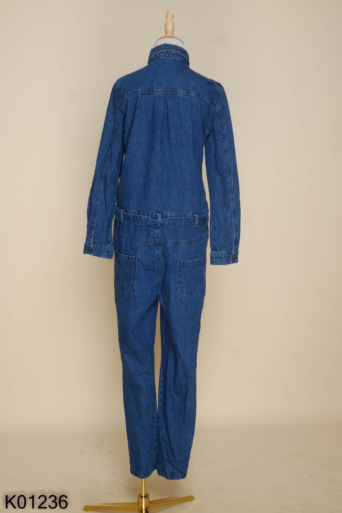 Jumpsuit jean xanh trơn