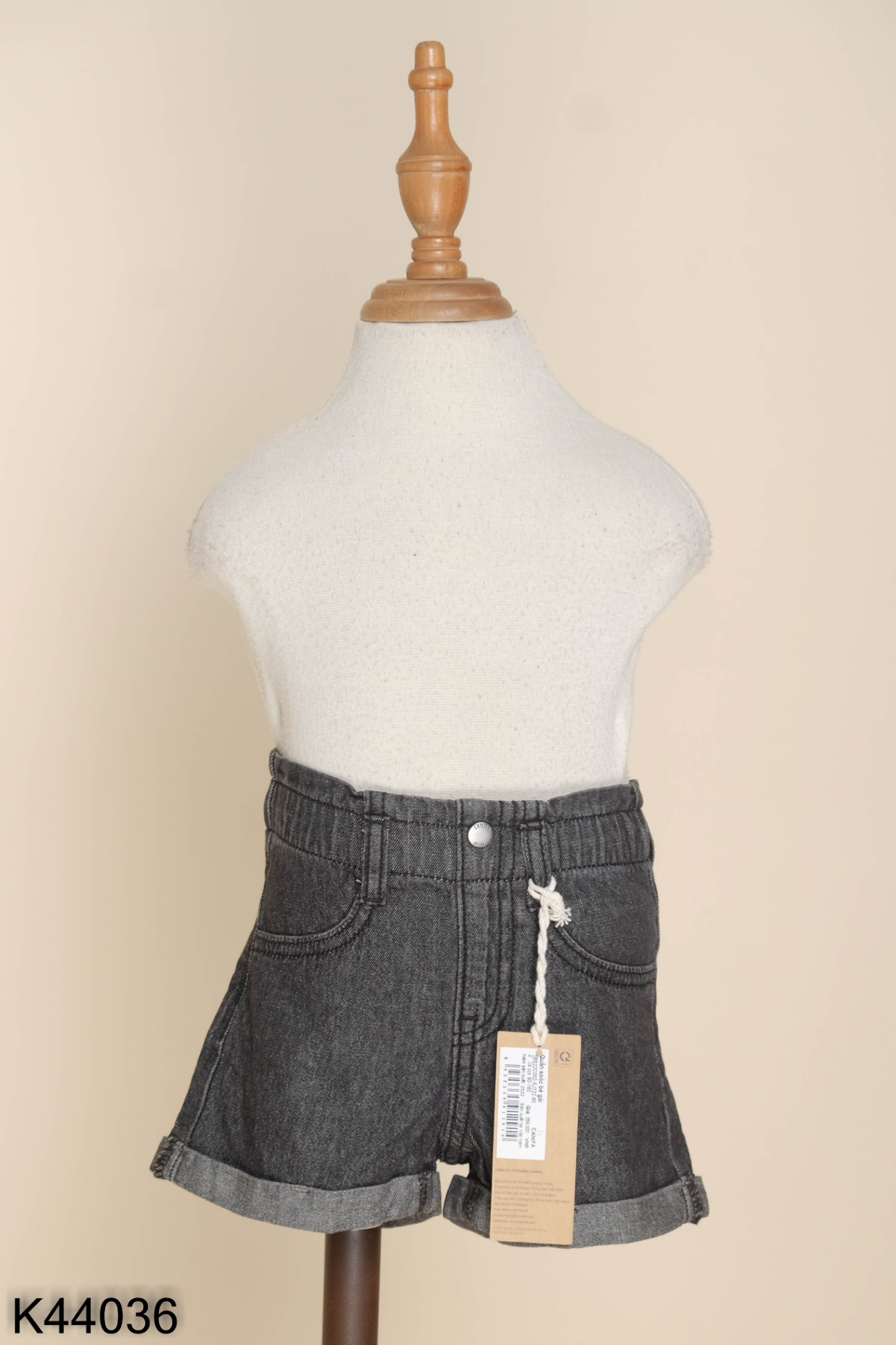 NEWTAG Quần shorts jeans CANIFA xám KIDS