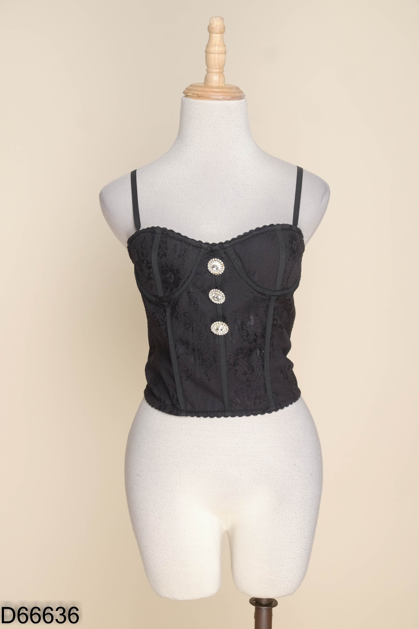 Áo 2 dây corset ren lưới đen